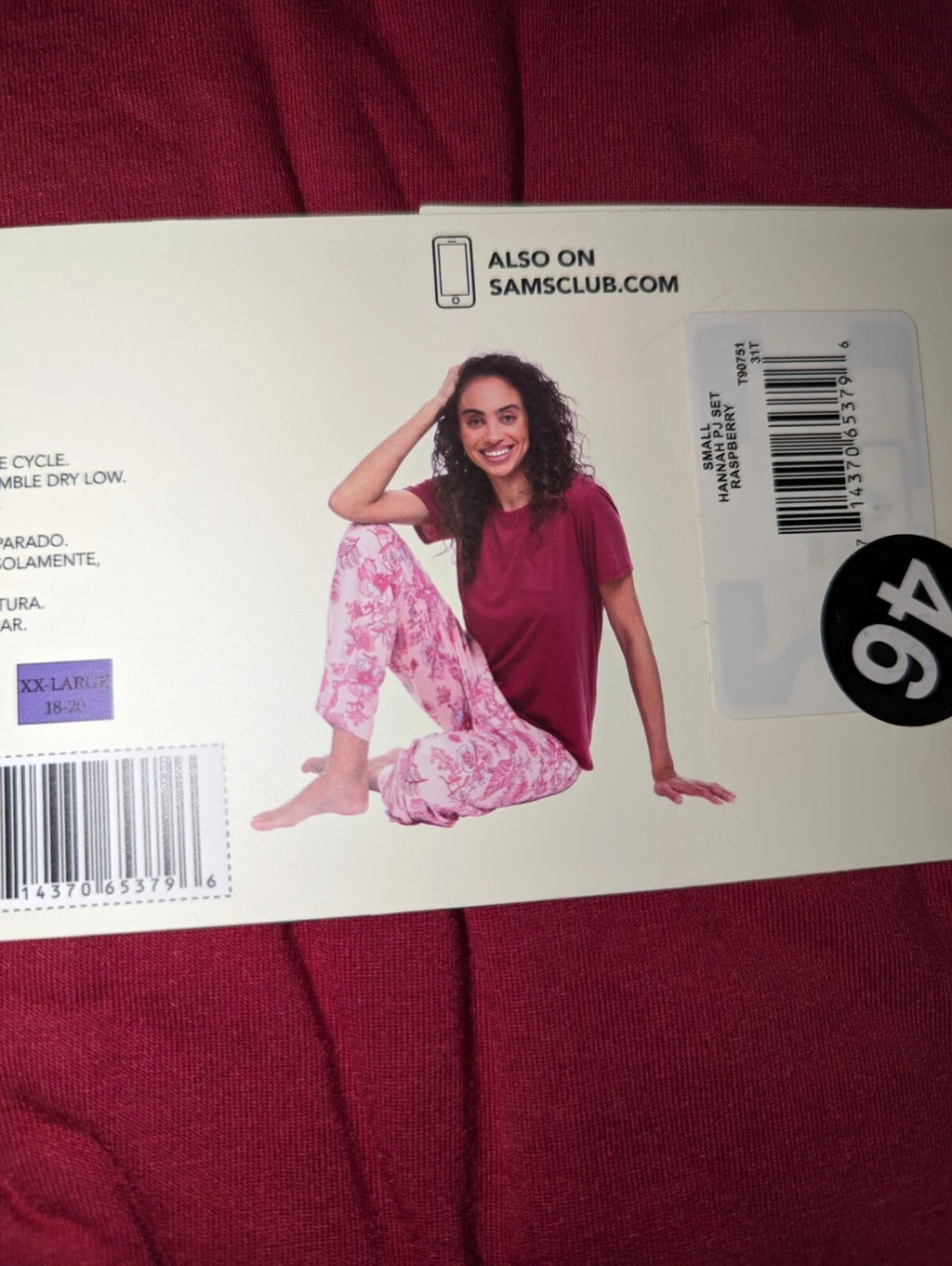 Flora Women's 2 Piece Short Sleeve PJ Set-SMALL - Raspberry Floral "New"(Box 23)
