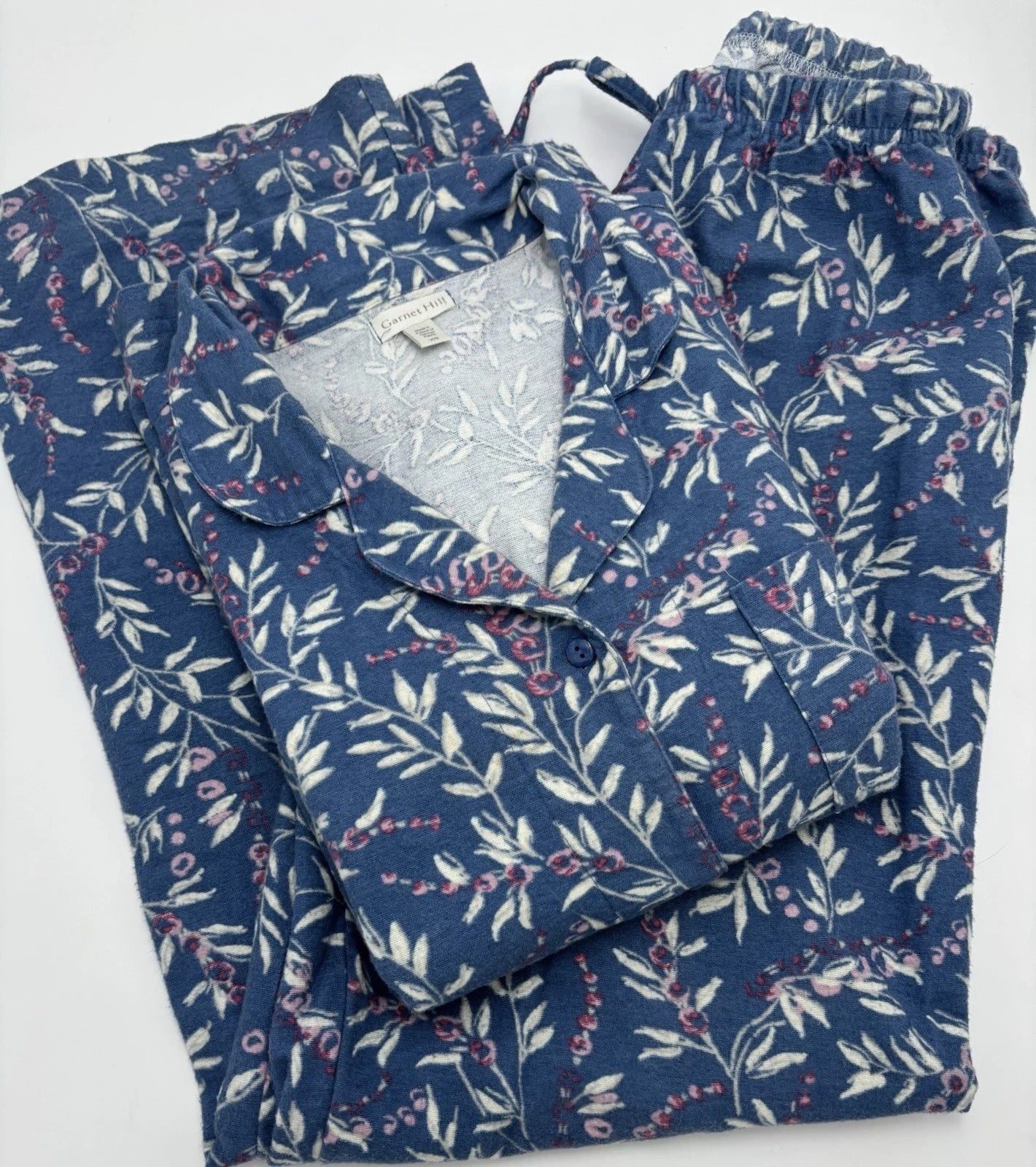 Garnet Hill RN#102816 Womens Pajamas 2 pc SIze X-Small Organic Cotton Button up