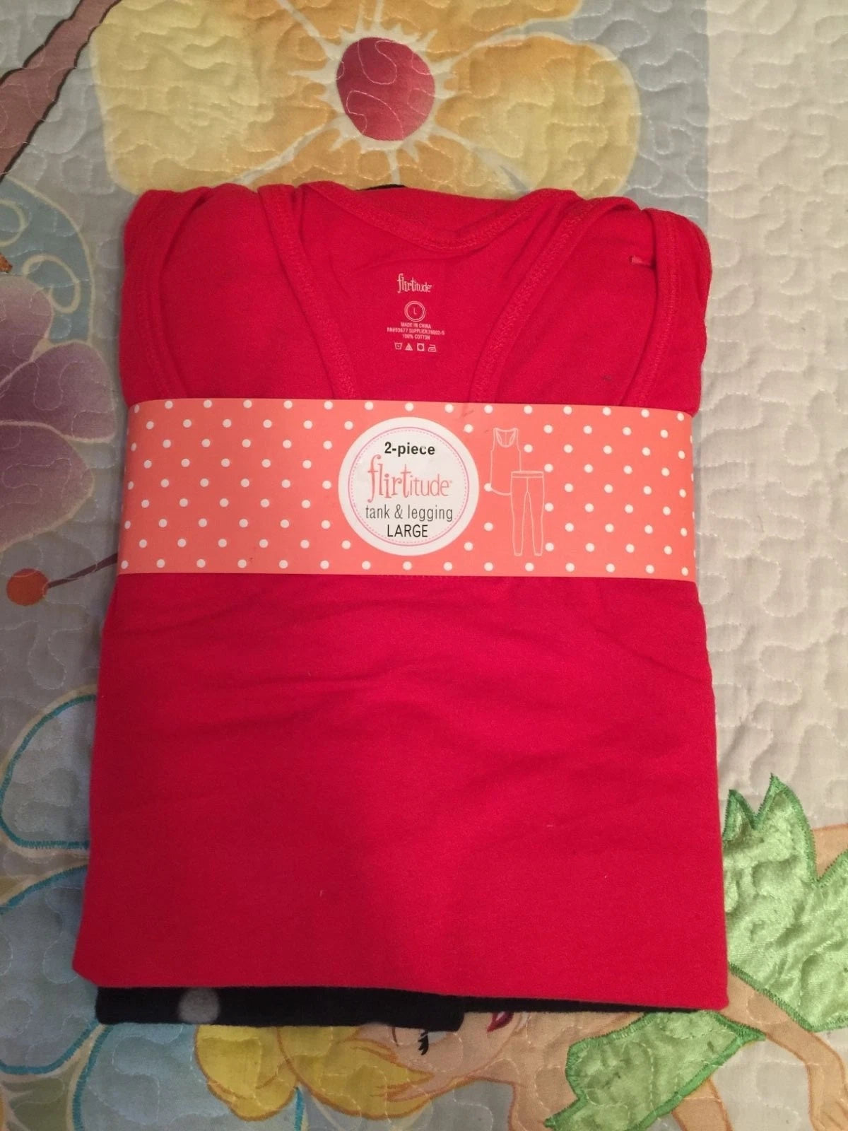 NEW FLIRTITUDE WOMENS TANK & LEGGING LOUNGE SLEEP SET SIZE L RED & BLK RET$38