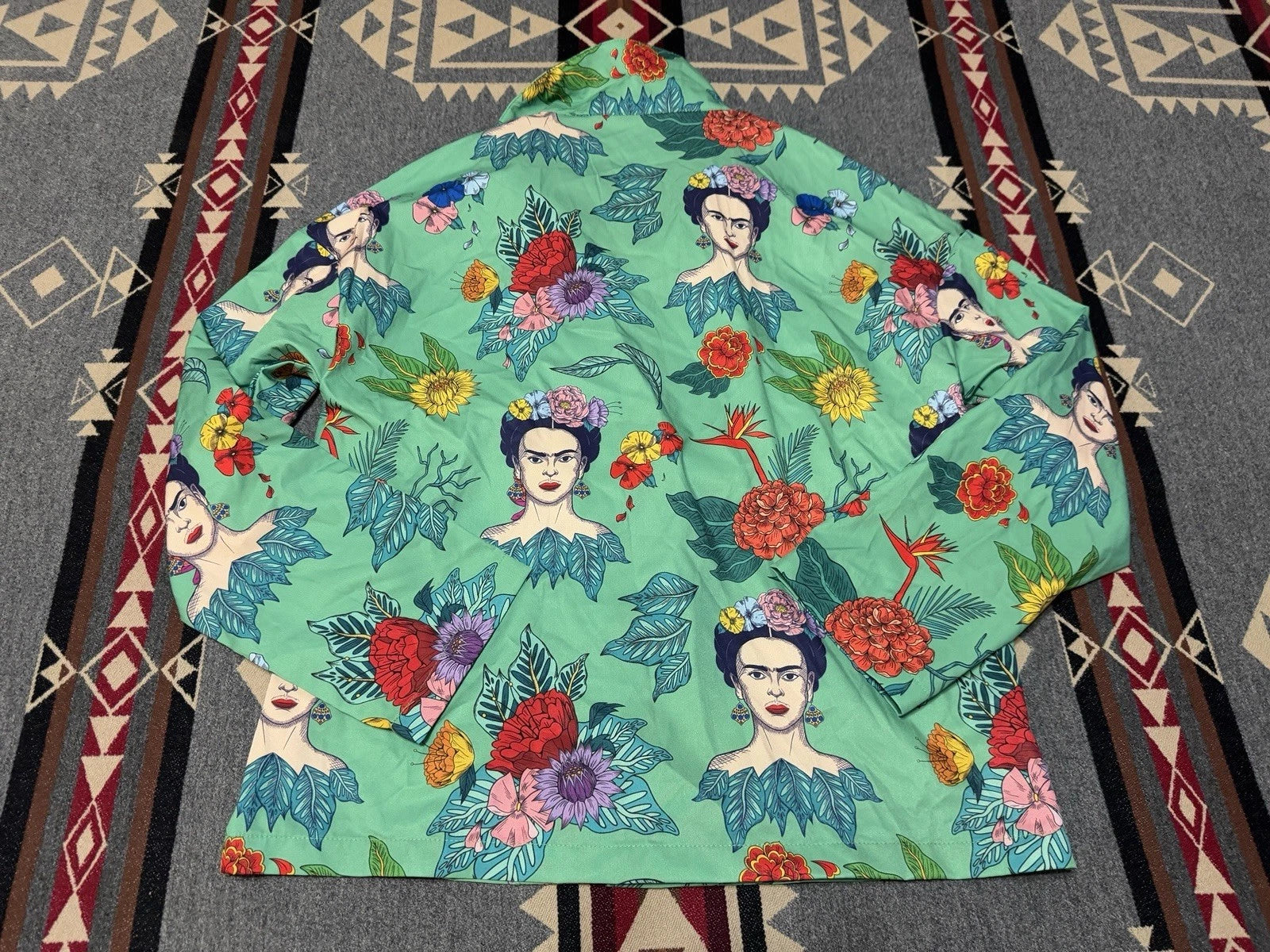 Frida Kahlo Women’s Pajama Set Sz S Cotton Boho Print Sleepwear T33