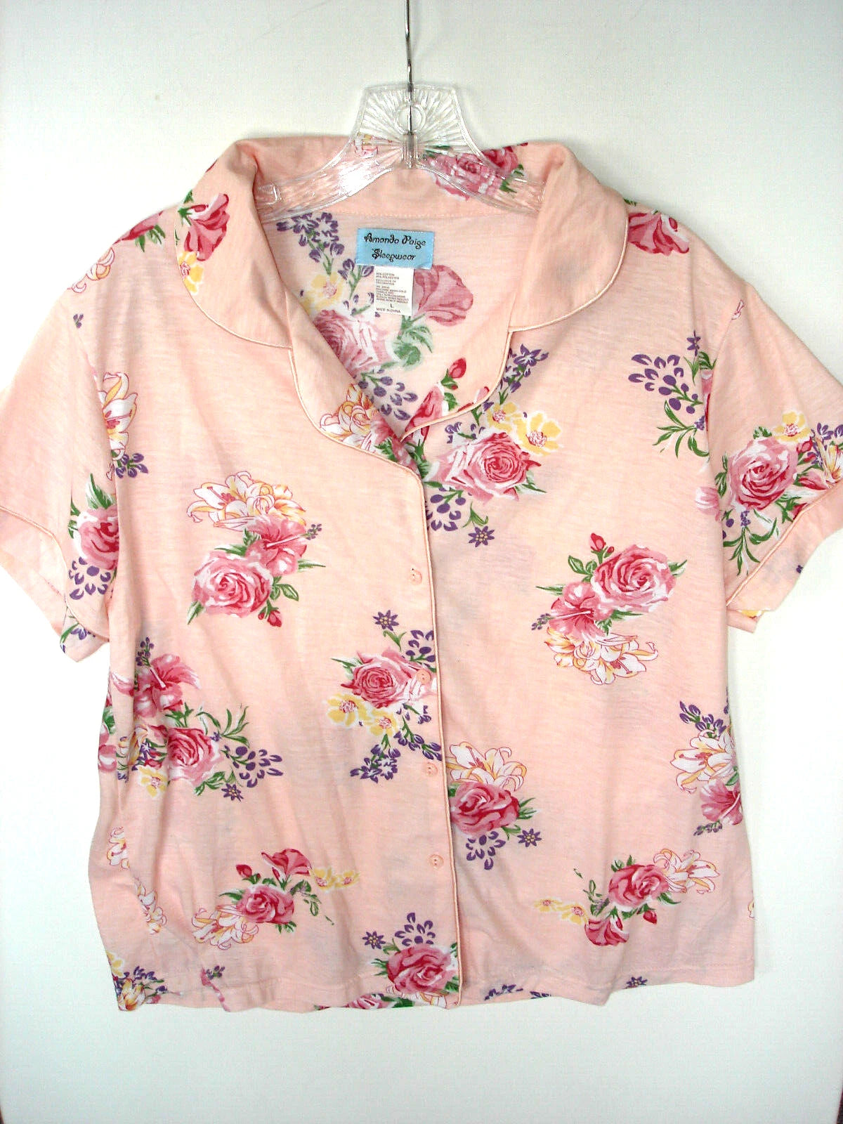AMANDO PAIGE SLEEPWEAR Pink&Floral 2 Piece Pajama's Large NWOT