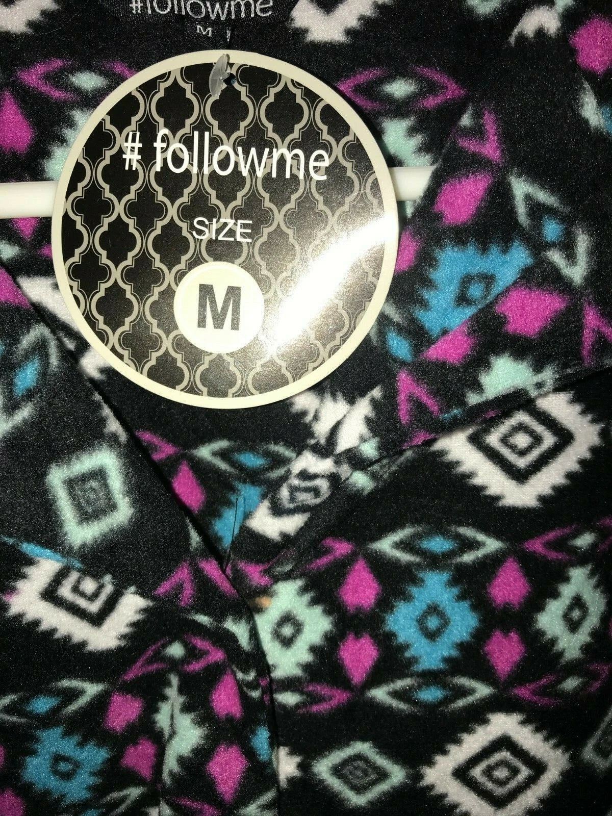 womens NEW NWT size medium PAJAMAS SLEEP WEAR SET 2 PC black print FOLLOW ME