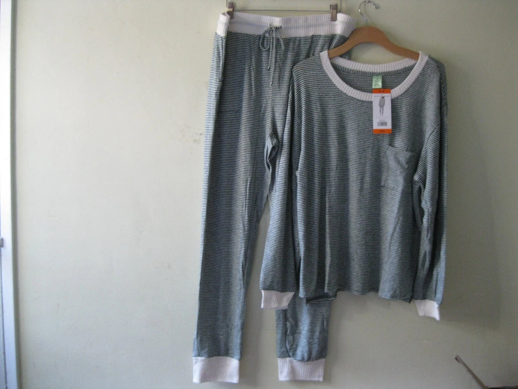 Honeydew Ladies Super Soft 2-Piece Pajama Set Hunter Green Stripe XXL