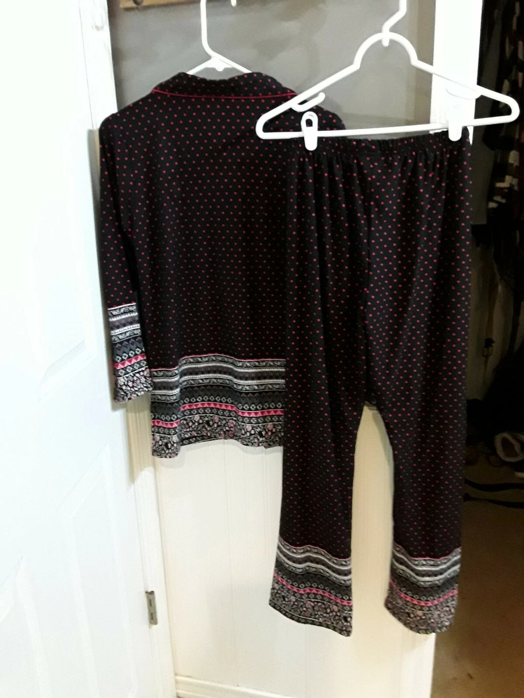 TB Loungewear Premium Collection Women's  2 PC ls PJ set pink/black sz S  GUC