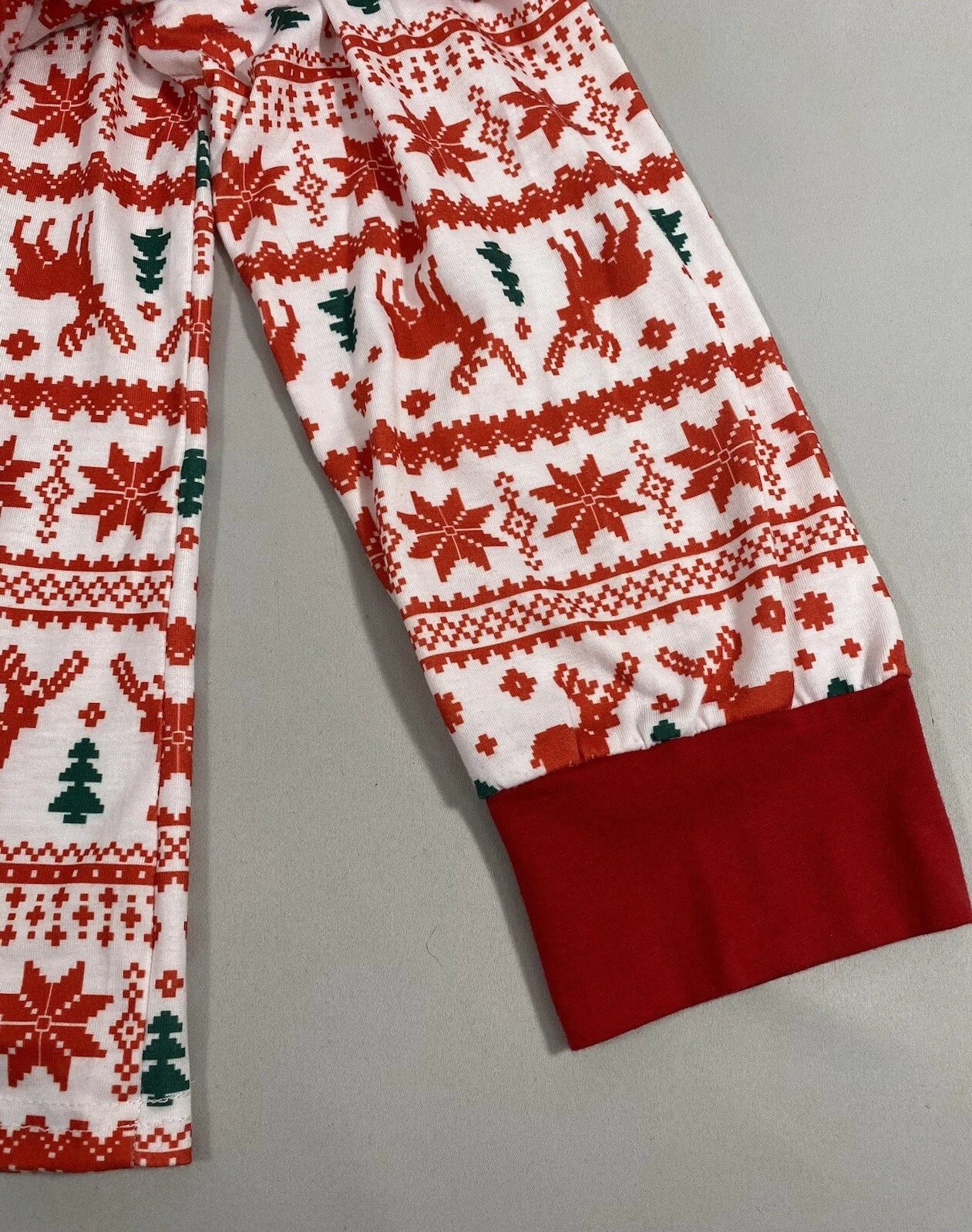 Pajama Set Women’s Large Winter Christmas Reindeer Snowflake Pine Trees Red