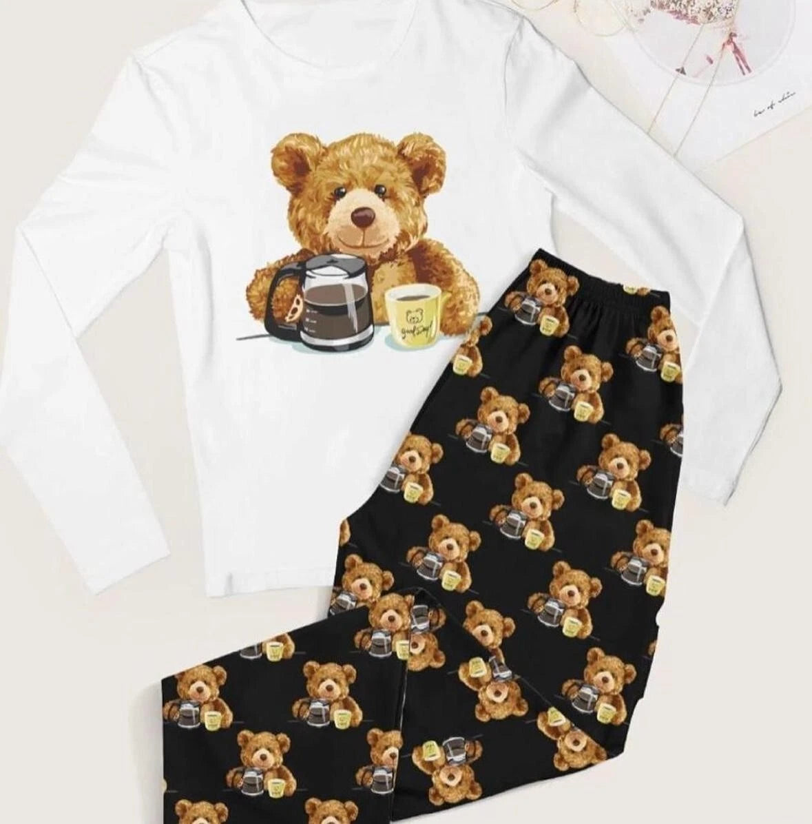 Women's Full Sleepwear Pajama Set Long Sleeve & Pants L/XL