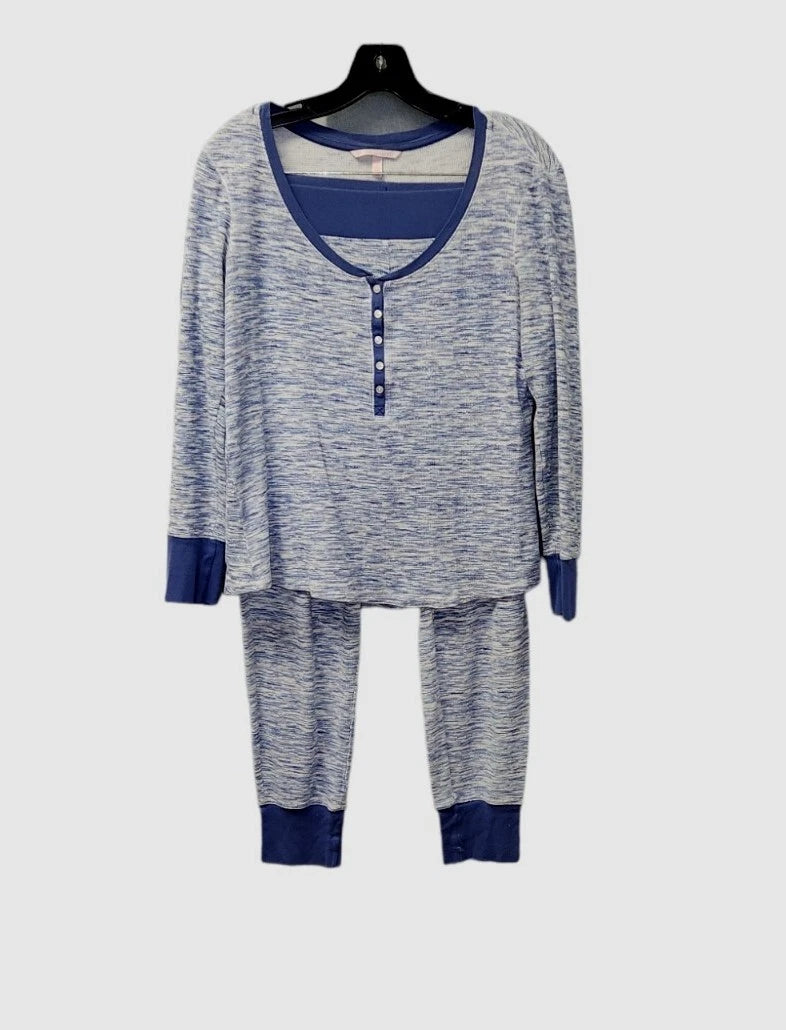 Victoria Secret Womens M Two Piece Blue Heathered Pajama Set 1033
