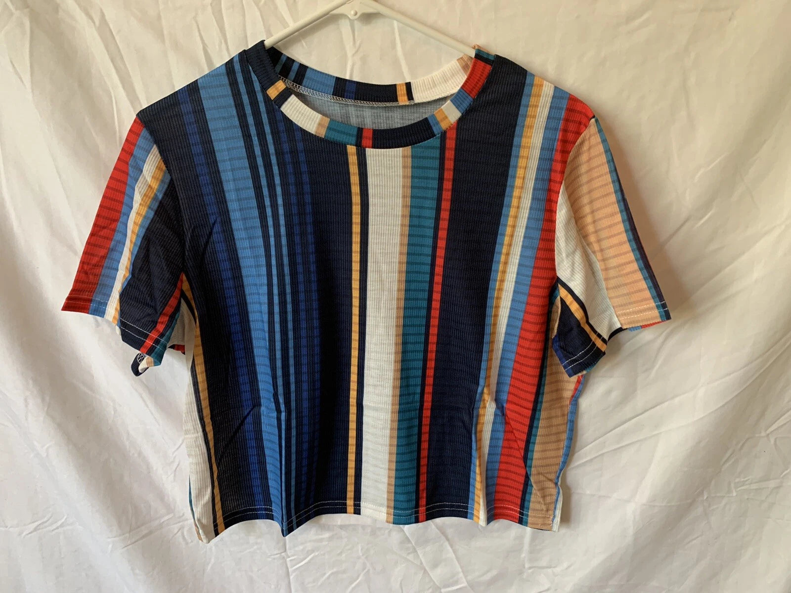 3XL Blue Multicolor Striped Summer Cool Shirt Pants Pajama Set