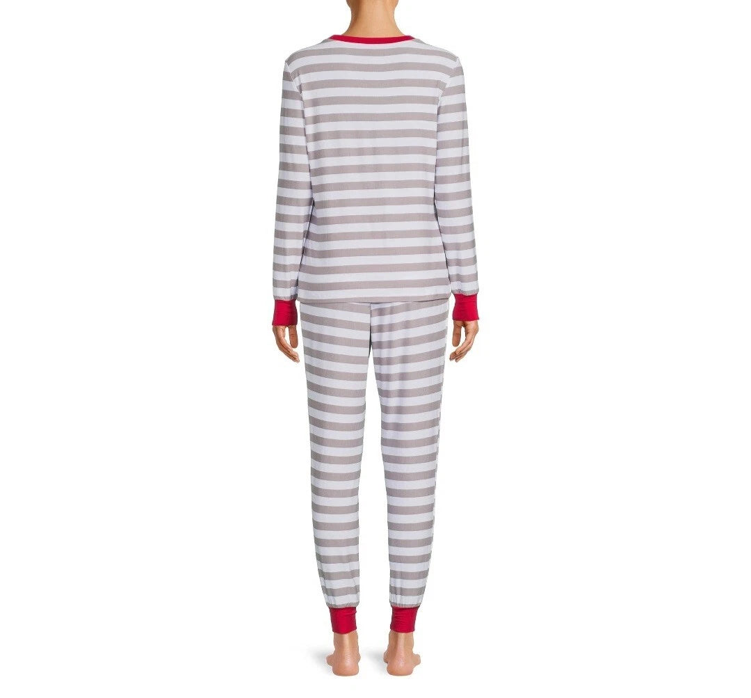 Jolly Jammies Women's Stripe Dear Matching Family Christmas Pajamas Set Size XL