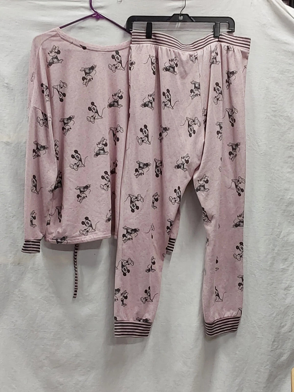 Disney Mouse Pink Womens L/S Pullover Knit Pajama Set  Large
