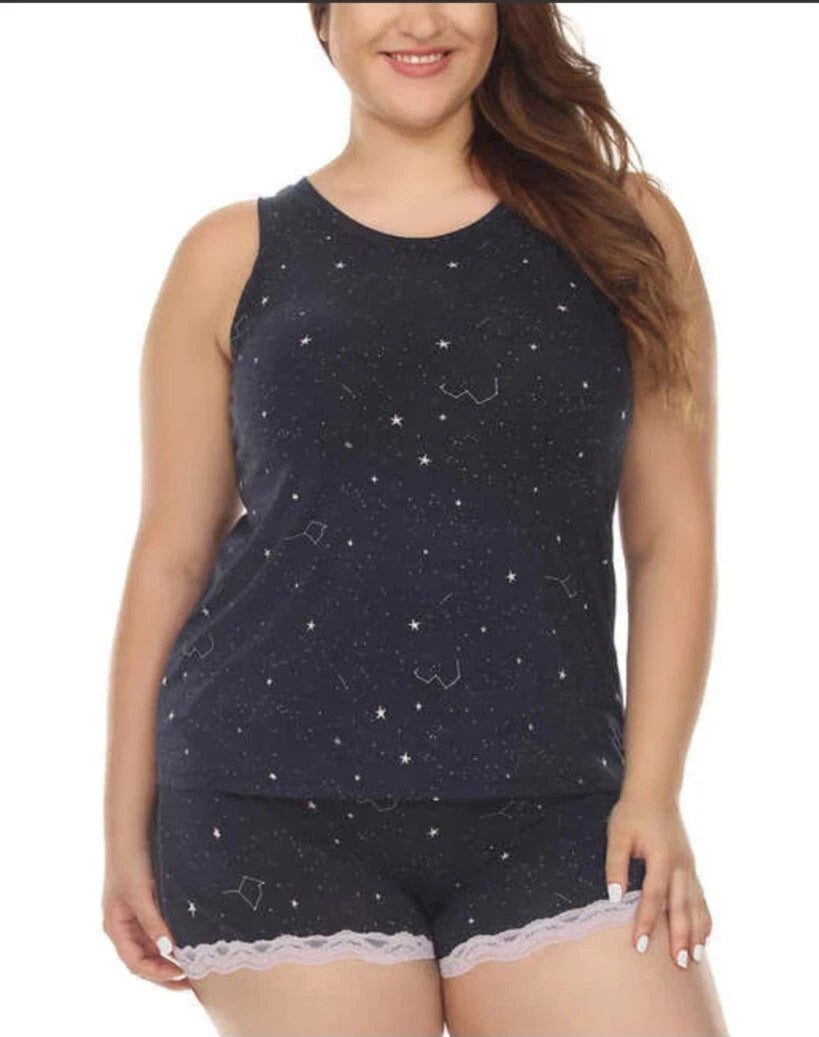 Honeydew Women's 2XL (XXL)  2-Piece Pajama Short Set Color Navy Polar Constella