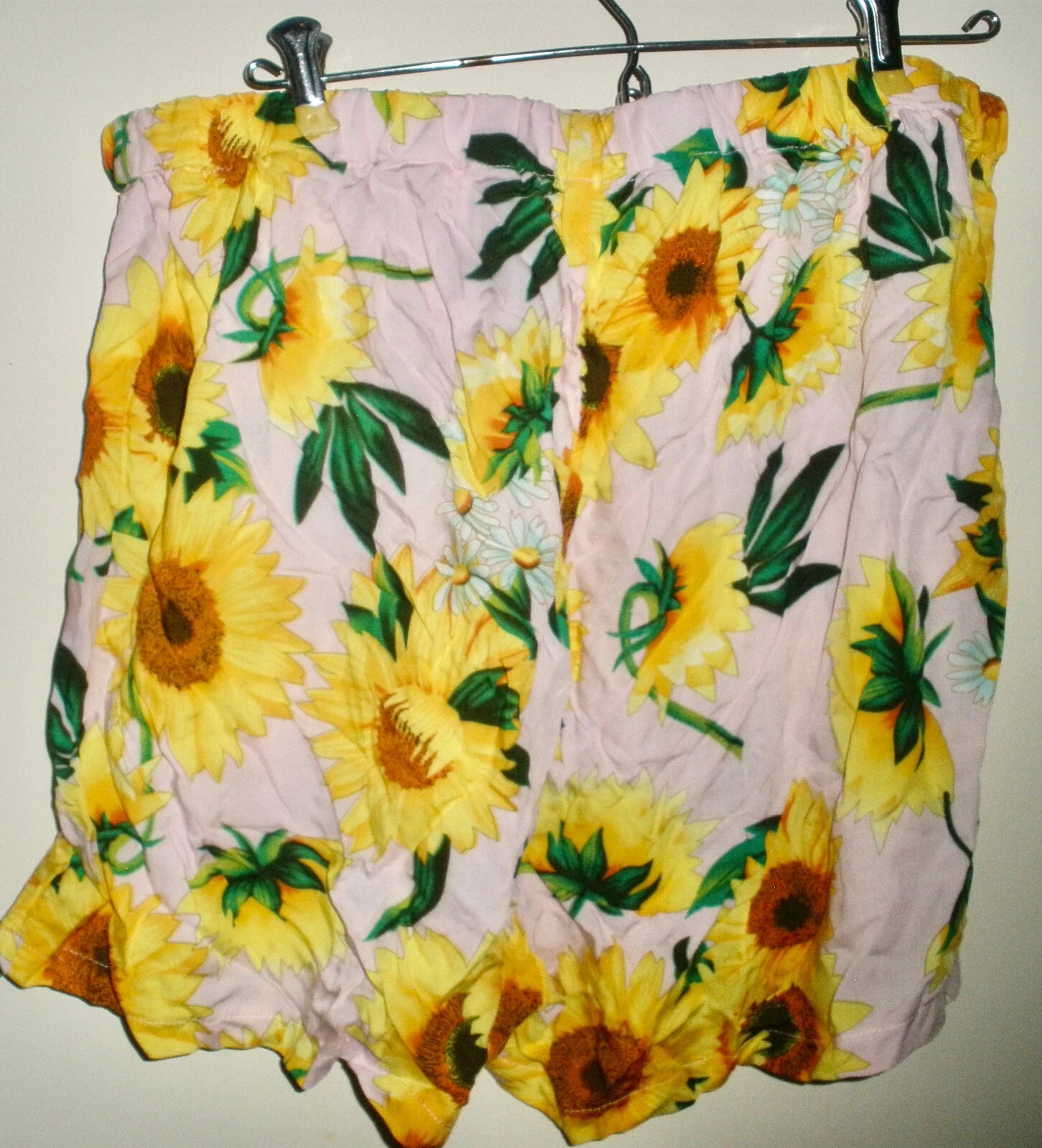 #1200 Skein 2pc PJ Sunflower Yellow Crop Top & Shorts Lounge Pajama Set 2XL Plus