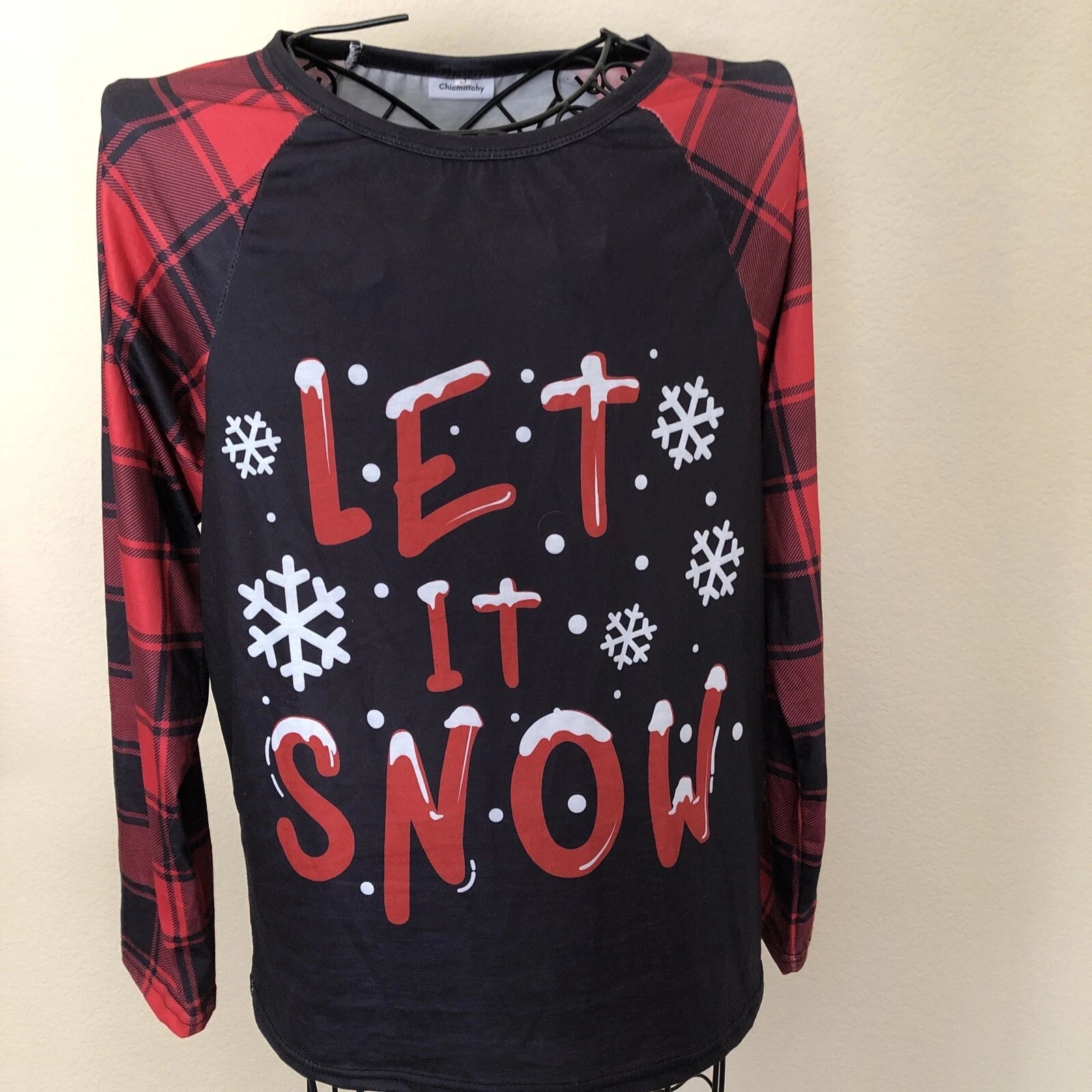 Chicmatchy 2 piece women's holiday pajama set "Let it snow" SMALL