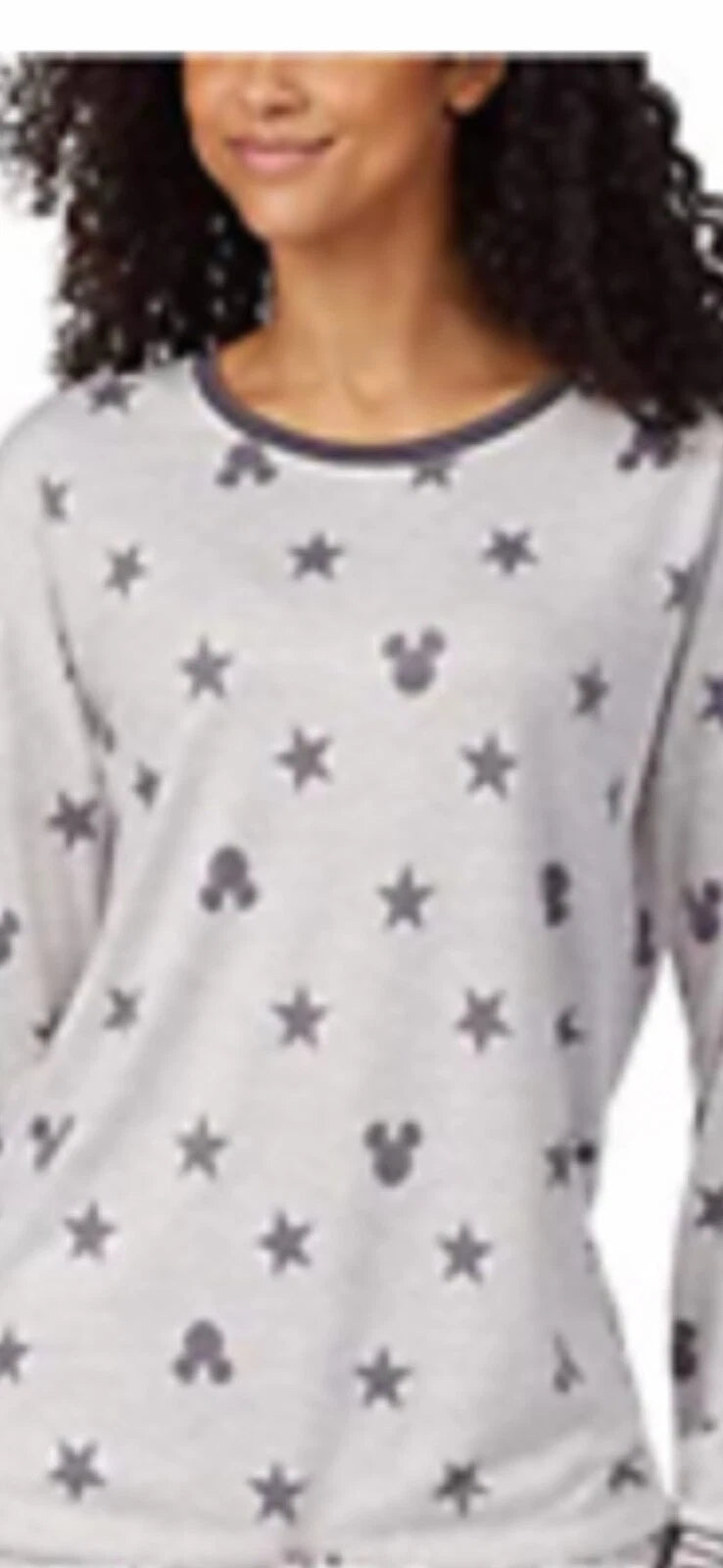 Disney Mickey Mouse Women’s 2Piece Cozy Pajama Set Very Soft LTGray SZ XXL 🎄GIF