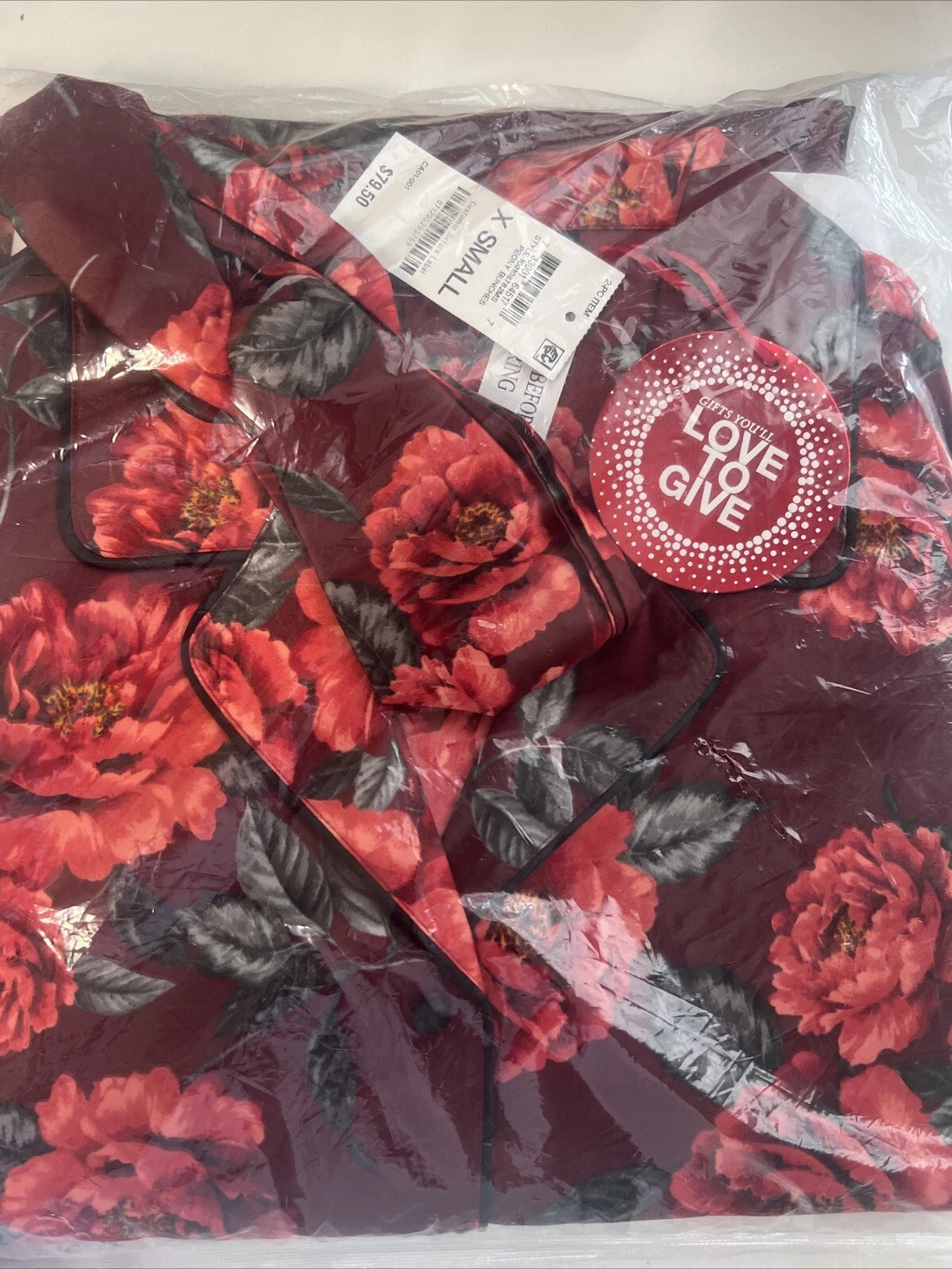 INC International Concepts Satin Pajama & Headband, Peony Bunches, (PJS3)