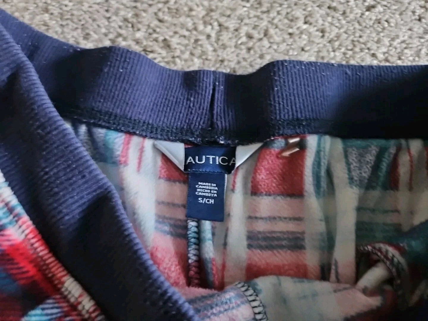 NAUTICA 2 Pc Silky Stretch Microfleece Pajama Sleepwear Set Red White Blue, S