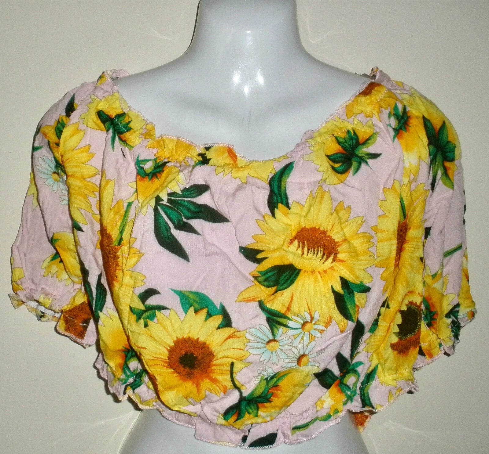 #1200 Skein 2pc PJ Sunflower Yellow Crop Top & Shorts Lounge Pajama Set 2XL Plus