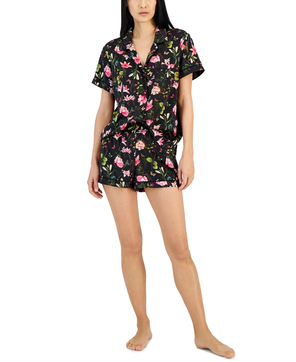 INCInternational Concepts Women's 2Pc Stretch Satin,Pajamas Set, Amelia.Blo, XXL