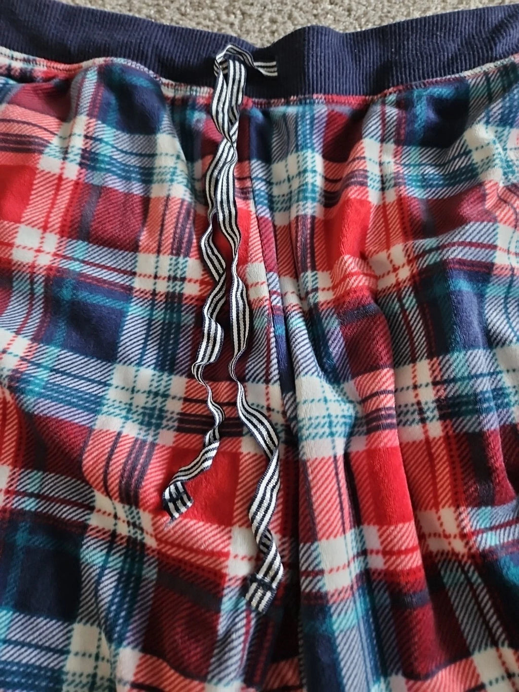 NAUTICA 2 Pc Silky Stretch Microfleece Pajama Sleepwear Set Red White Blue, S