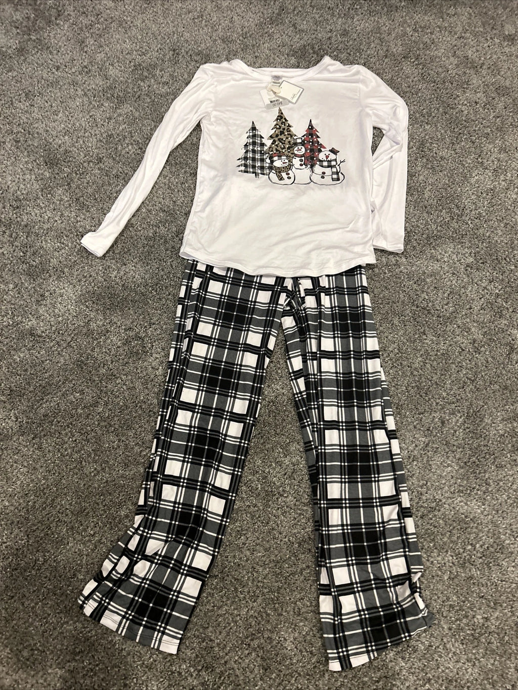 New 2 Piece Fashion By Mirabean  Pajama Set Snowman Women’s Small