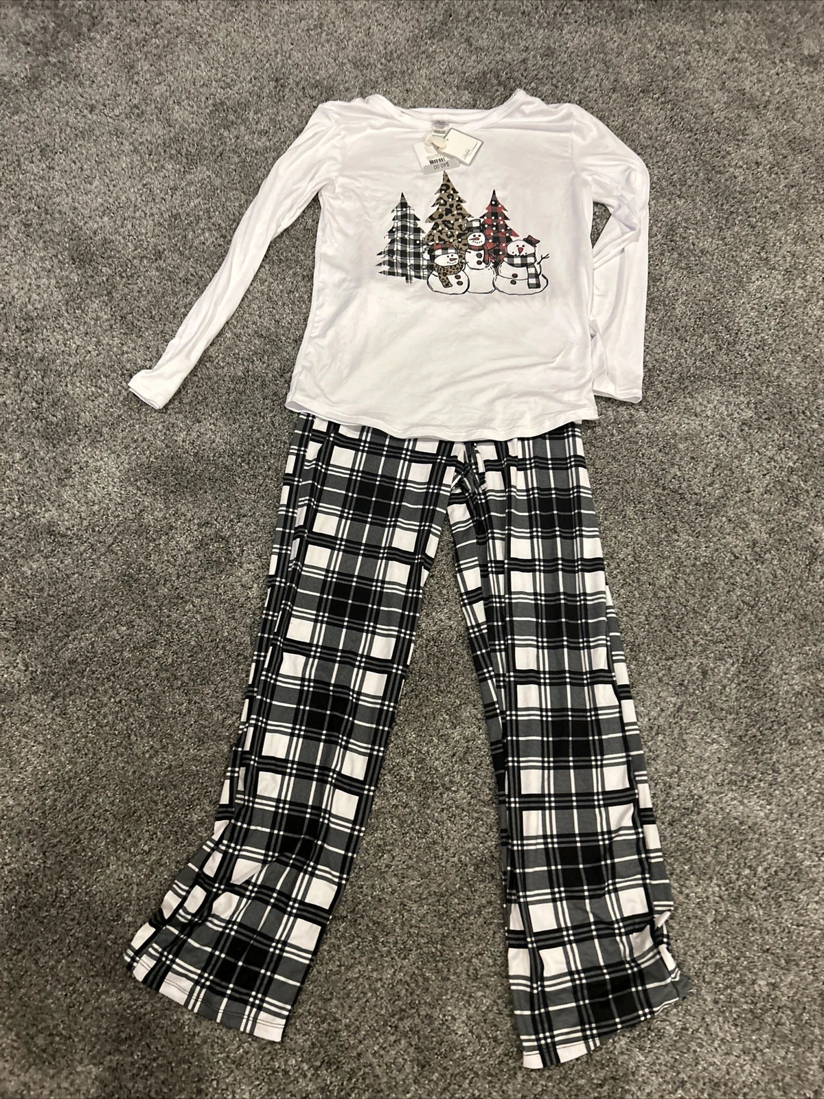 New 2 Piece Fashion By Mirabean  Pajama Set Snowman Women’s Small