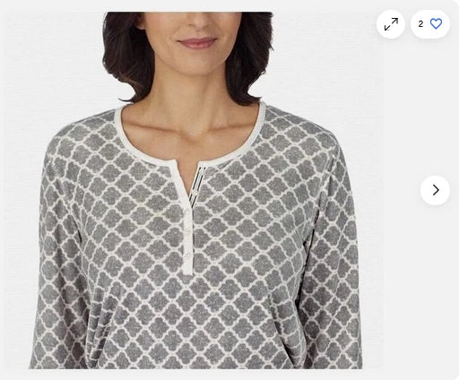 Nautica Women's 2 Piece GEOMETRIC PRINT Sleepwear Set (GRAY/WHITE L)NWT