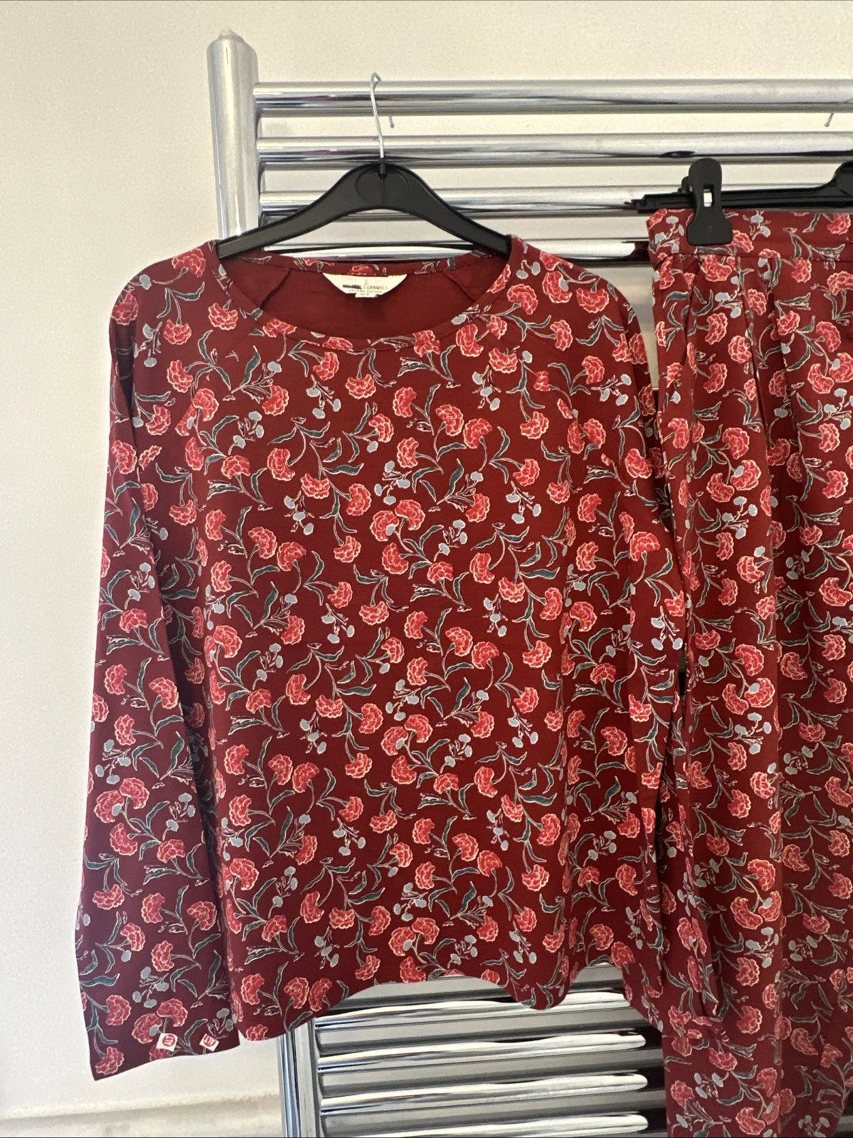 Seasalt Cornwall Setting Sun Jersey Pyjamas Smudged Carnation Jam Red 8-14 £57