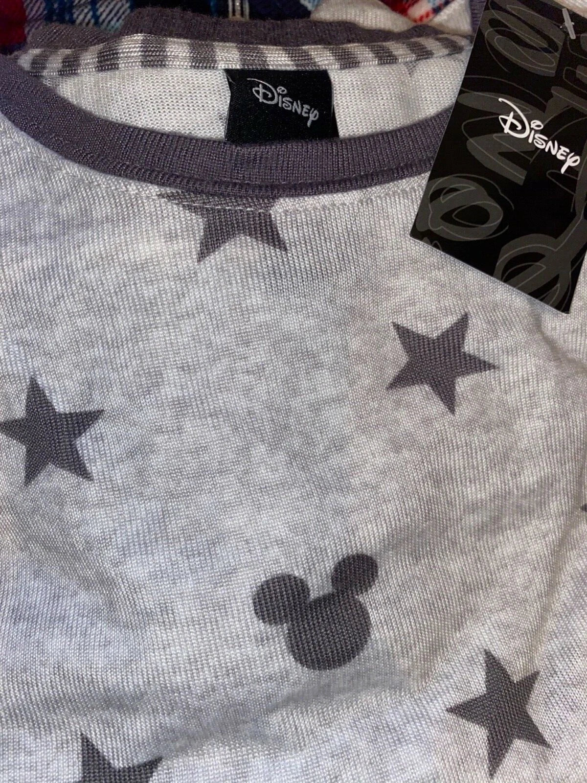 Disney Mickey Mouse Women’s 2Piece Cozy Pajama Set Very Soft LTGray SZ XXL 🎄GIF