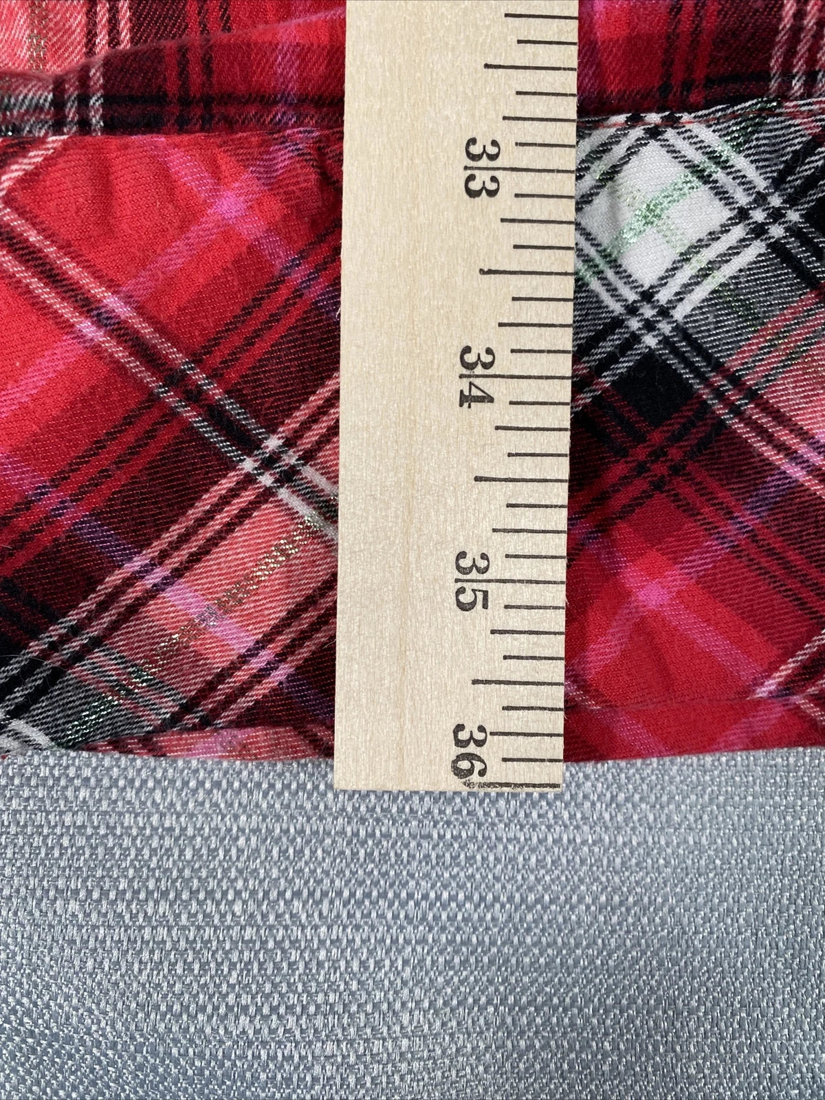 Victorias Secret Pajama Set Womens Small Plaid Red White Metallic Long Sleeve