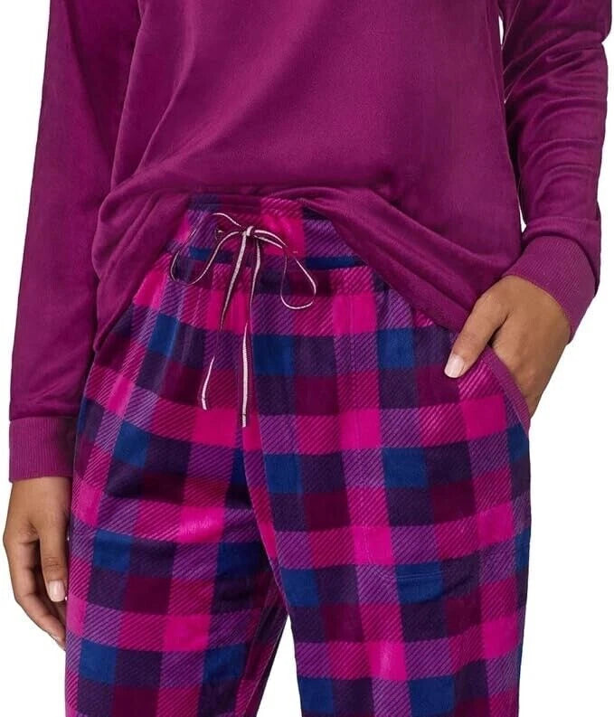 Nautica 2Pc Women's Sleepwear Set Silky Stretch Fleece, Purple, Medium..