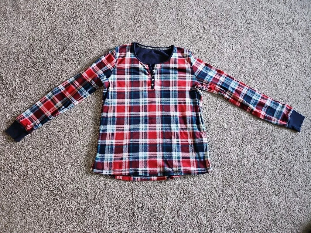 NAUTICA 2 Pc Silky Stretch Microfleece Pajama Sleepwear Set Red White Blue, S
