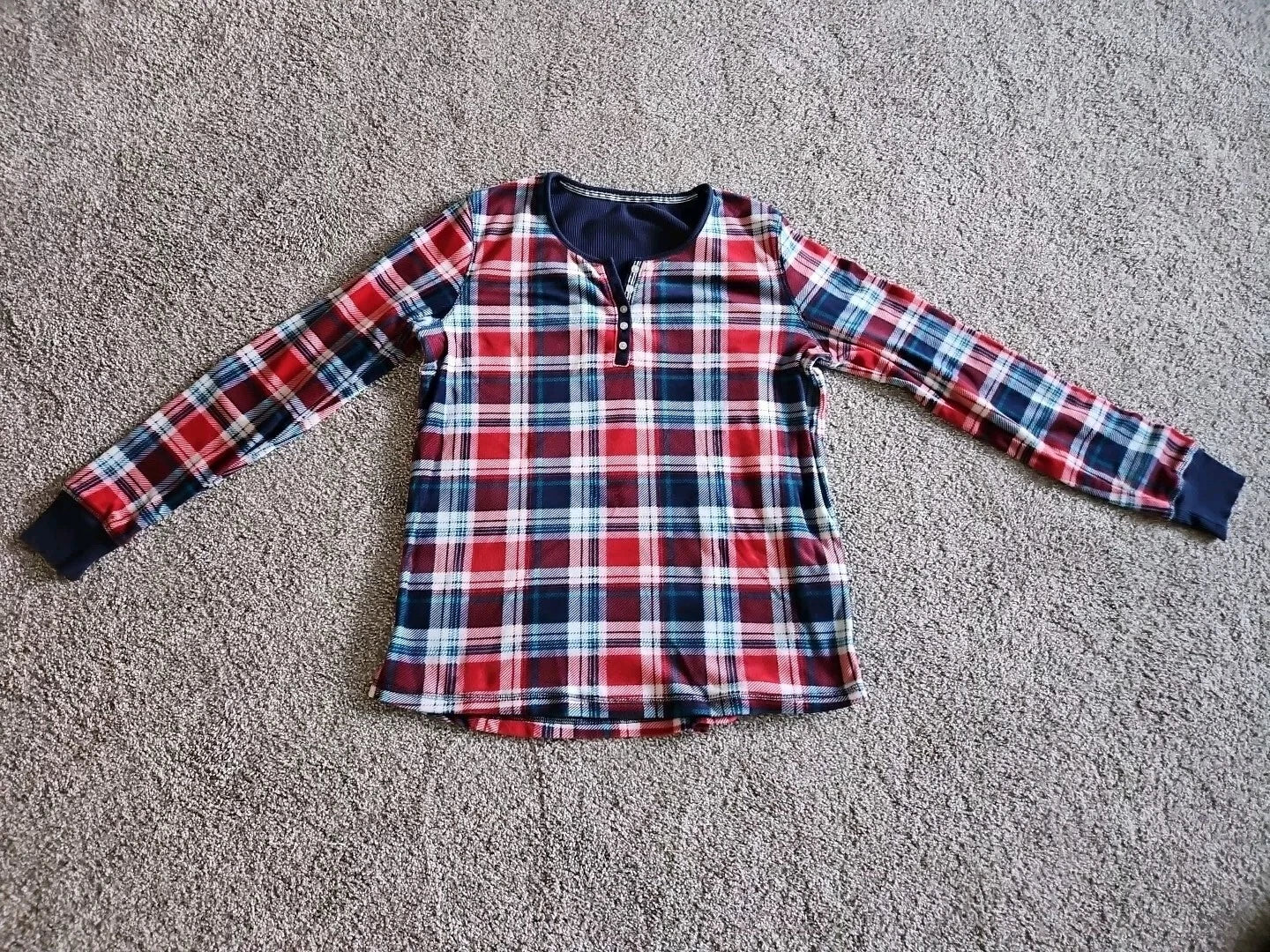 NAUTICA 2 Pc Silky Stretch Microfleece Pajama Sleepwear Set Red White Blue, S