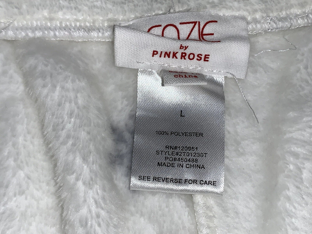 Cozie by Pink Rose Women’s 2 Piece Pajamas Lounge Set Large Beige Holiday NWT