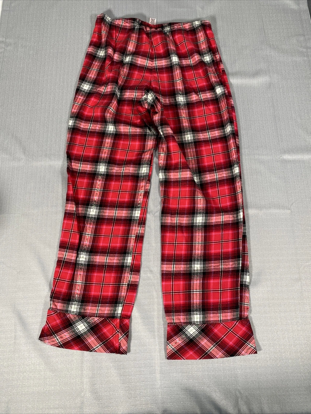 Victorias Secret Pajama Set Womens Small Plaid Red White Metallic Long Sleeve