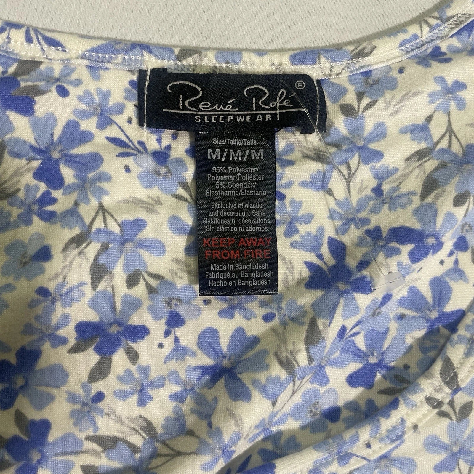 NWT Rene Rolfe 2 Piece Pajama Set Women M Sleeveless Tank W/ Capri’s Blue Floral