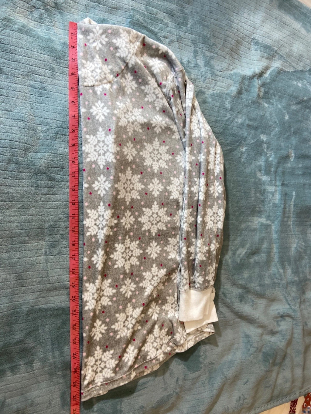 Nautica Womens Snowflake Print Pajama Set XL Gray Henley Top Elastic Waist Cozy