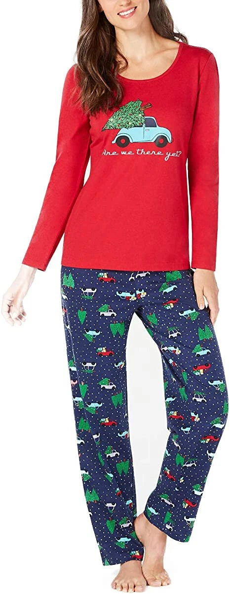 Family Pajamas Matching Women's are We There Yet Pajama Set Red S