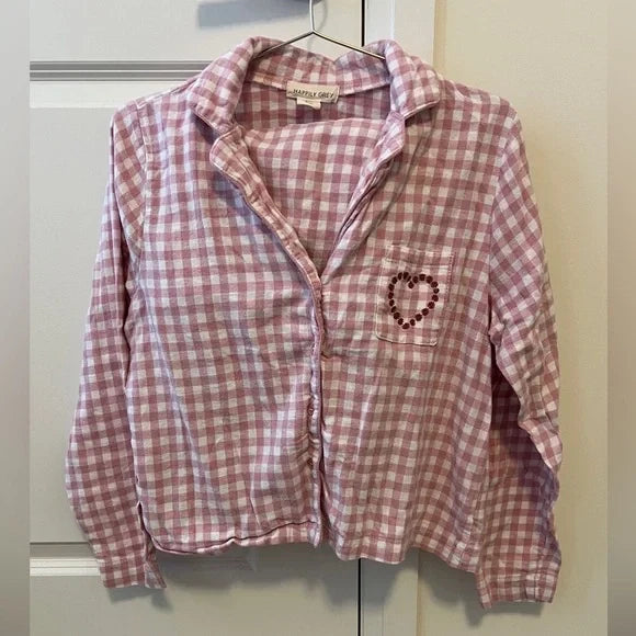 Happily Grey Pink Checkered Sleep Set