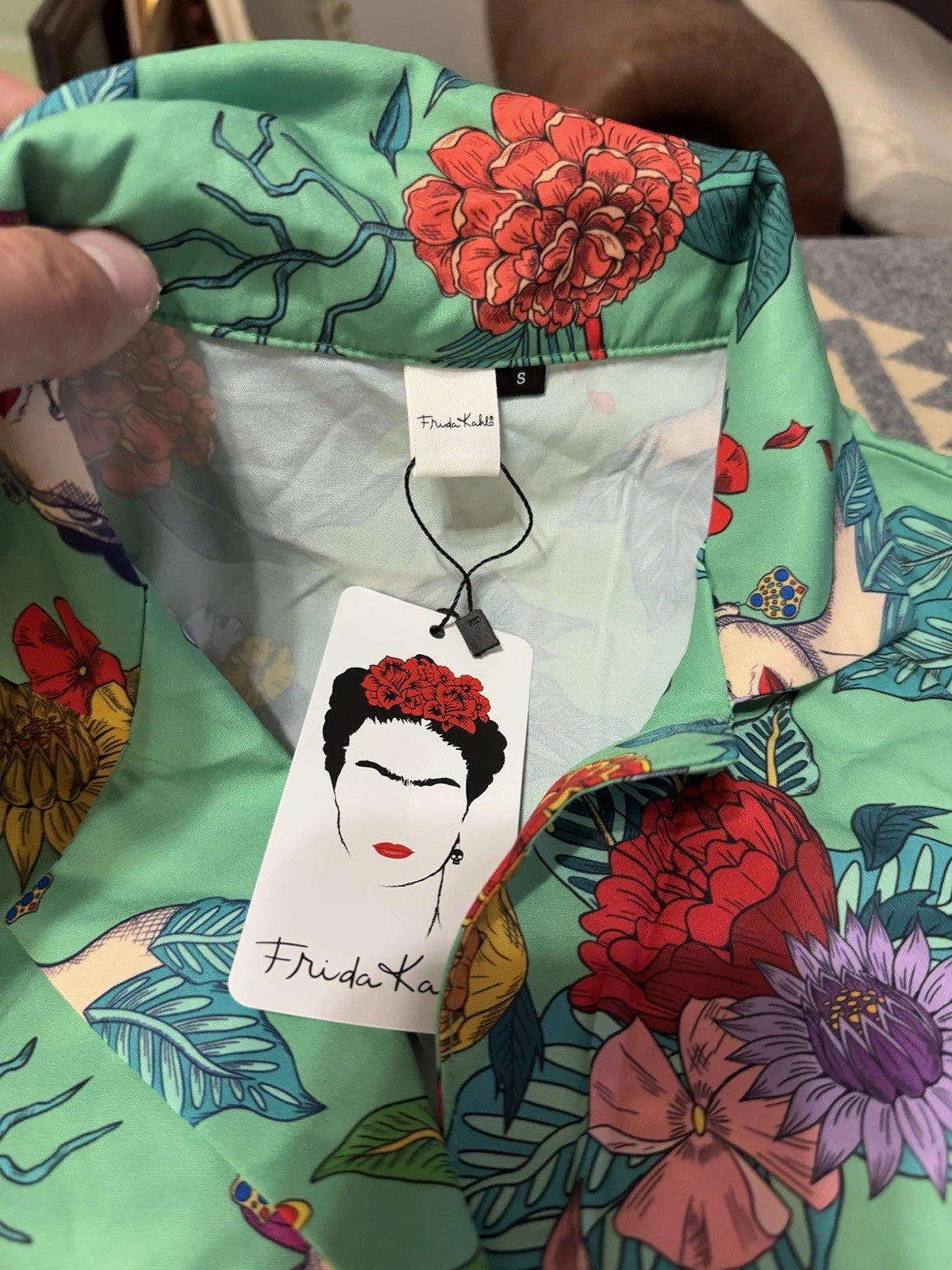 Frida Kahlo Women’s Pajama Set Sz S Cotton Boho Print Sleepwear T33