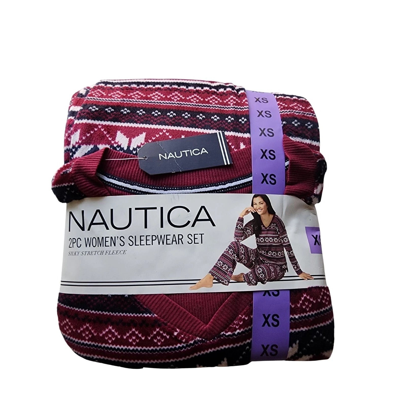 Nautica Purple snowflake Long Sleeve Pajama Set Size XS NWT