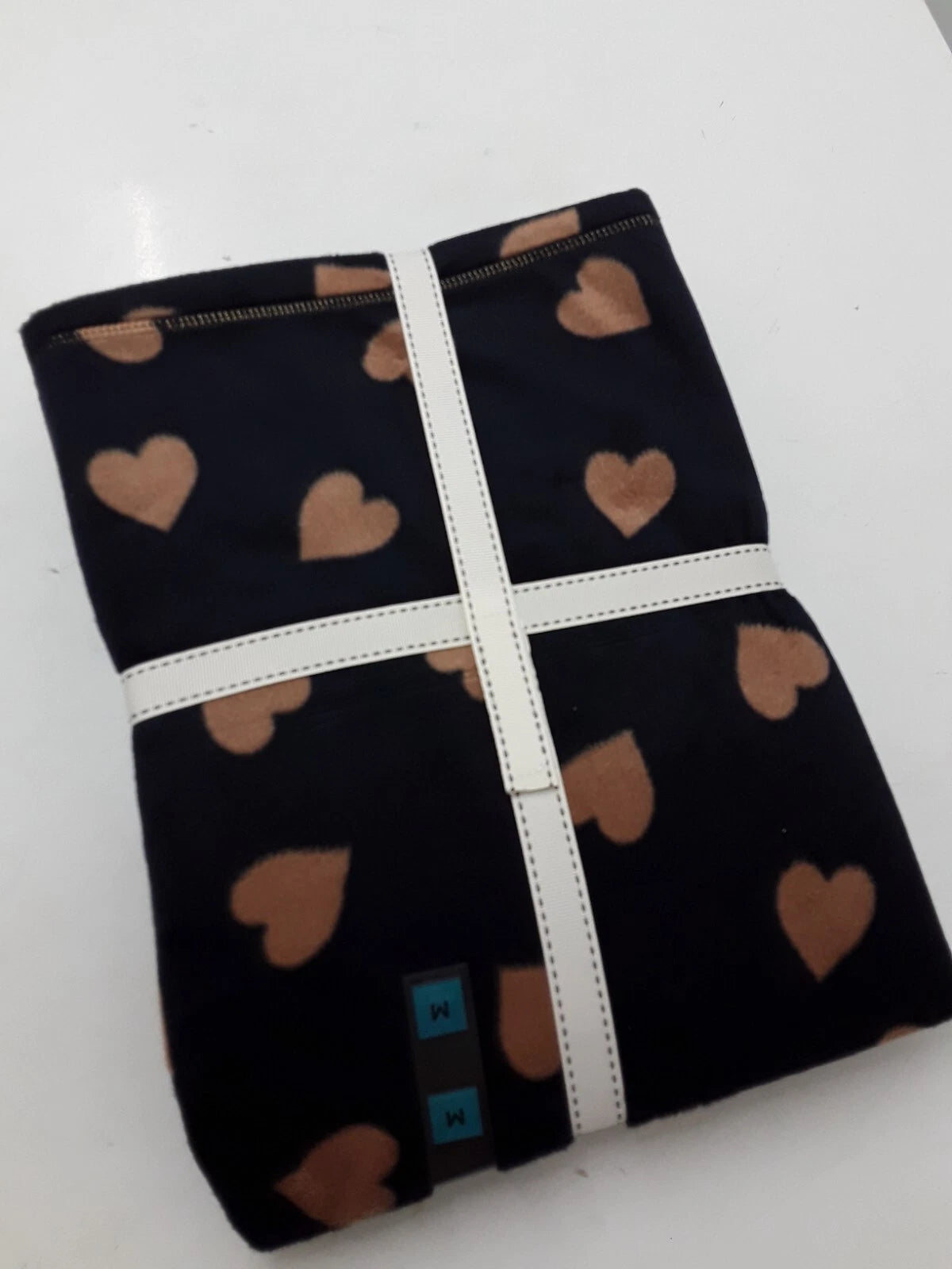 LADIES FLEECE HEART PRINT PYJAMAS SET LARGE SIZE NAVY MIX COLOUR