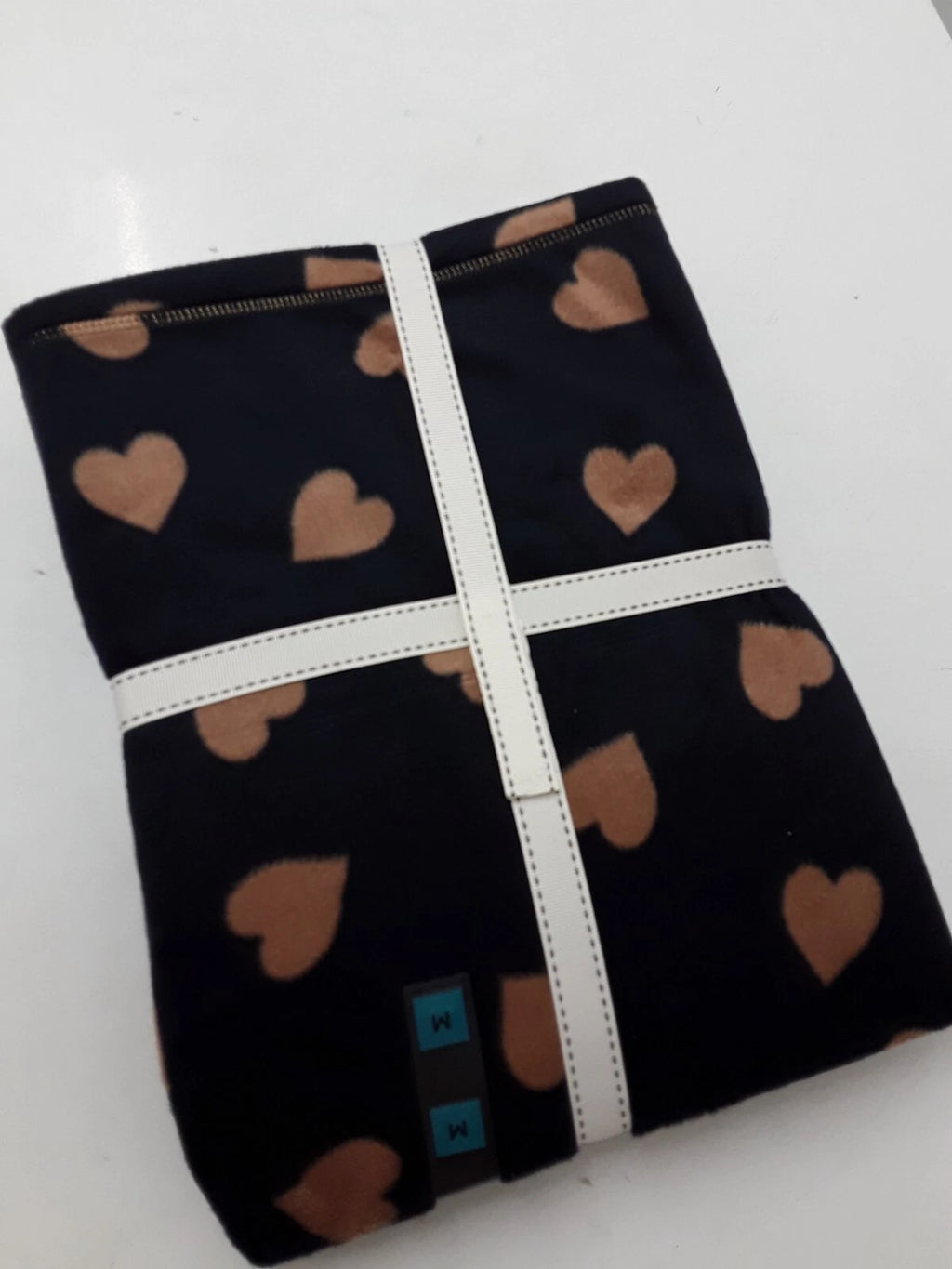 LADIES FLEECE HEART PRINT PYJAMAS SET LARGE SIZE NAVY MIX COLOUR