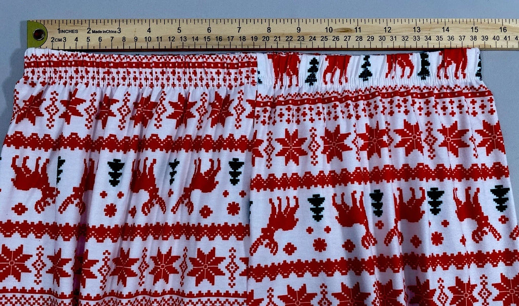Pajama Set Women’s Large Winter Christmas Reindeer Snowflake Pine Trees Red