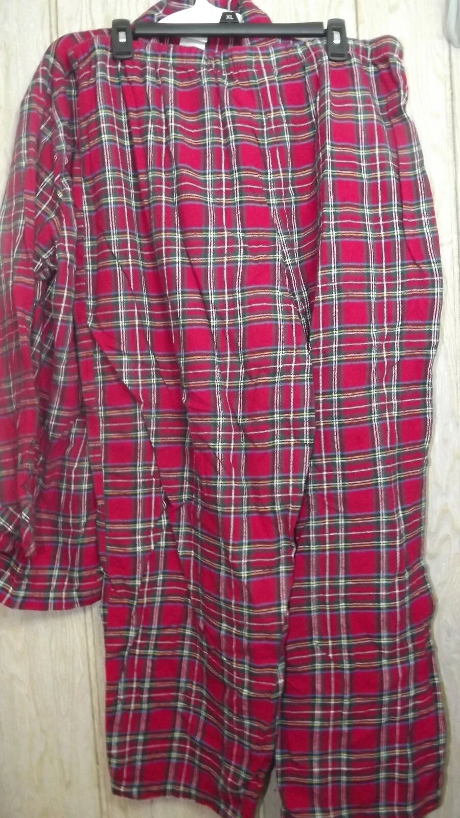 Disney Pajama Set adult XL Mickey Christmas Red Plaid flannel