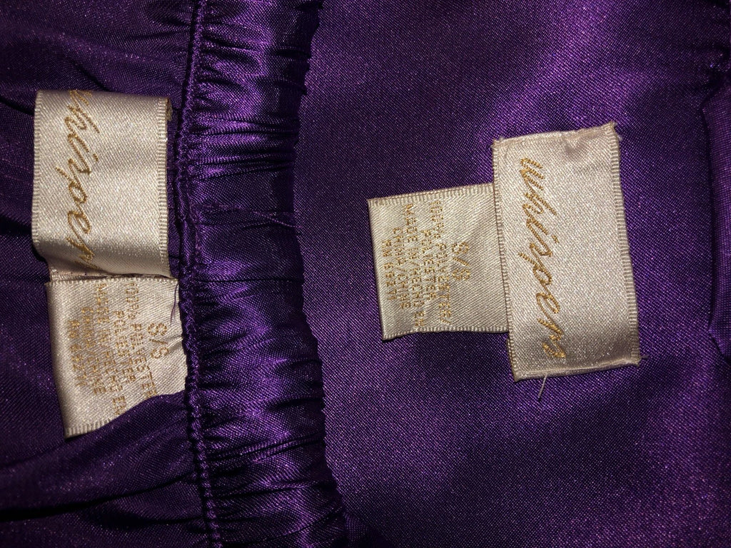 WHISPERS Purple Satin PAJAMAS PJ'S SET Size SMALL