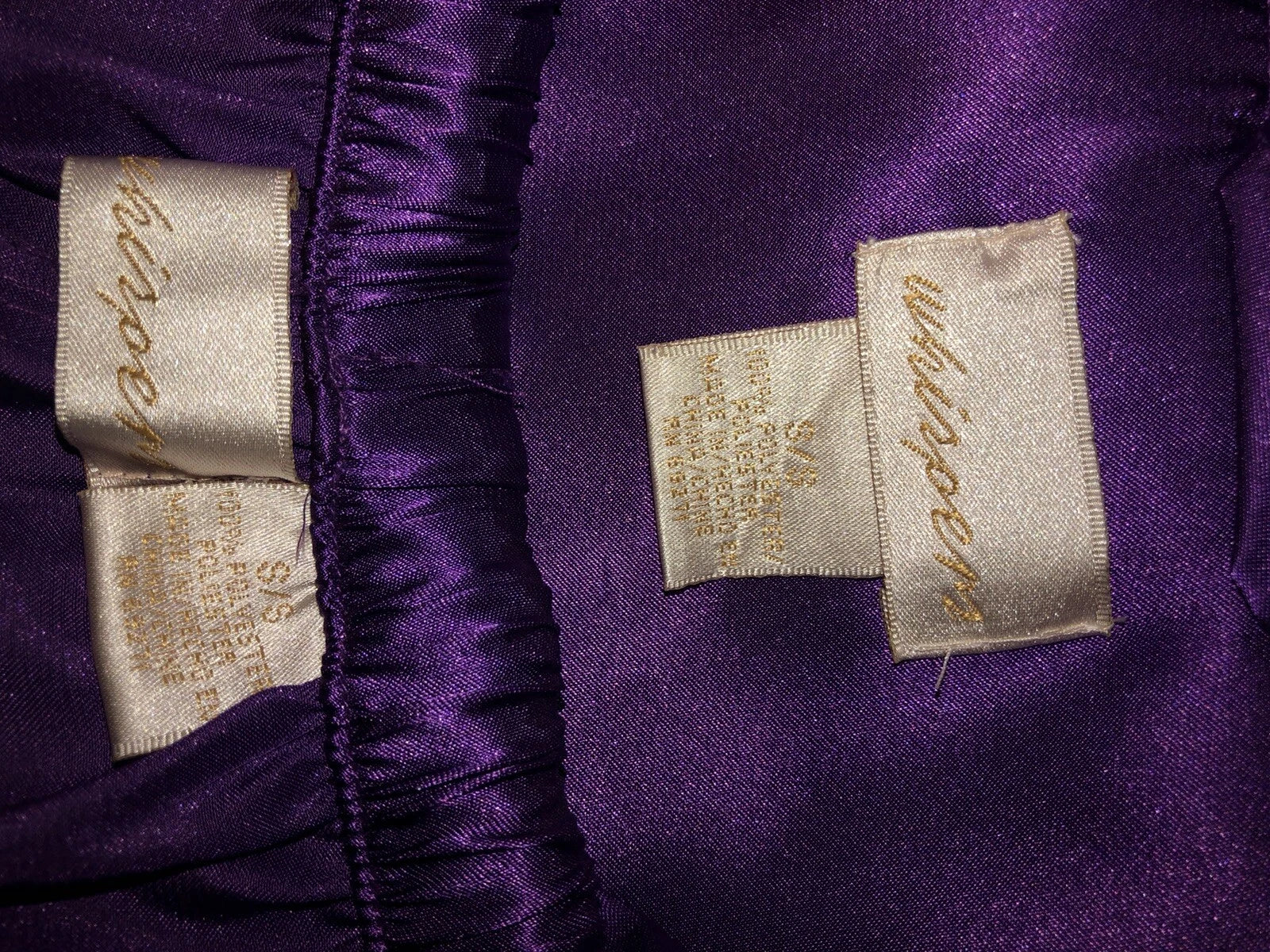 WHISPERS Purple Satin PAJAMAS PJ'S SET Size SMALL