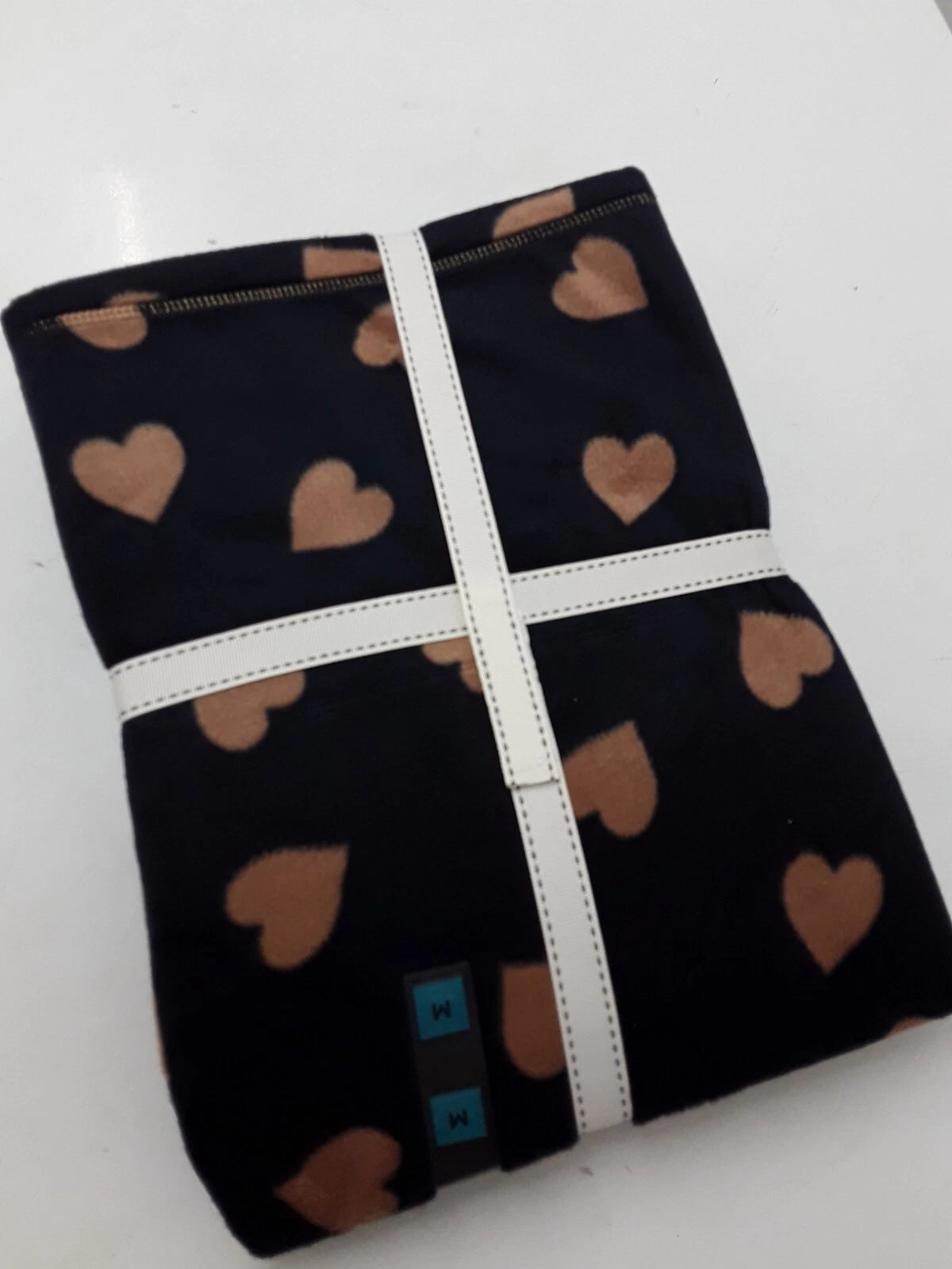 LADIES FLEECE HEART PRINT PYJAMAS SET LARGE SIZE NAVY MIX COLOUR