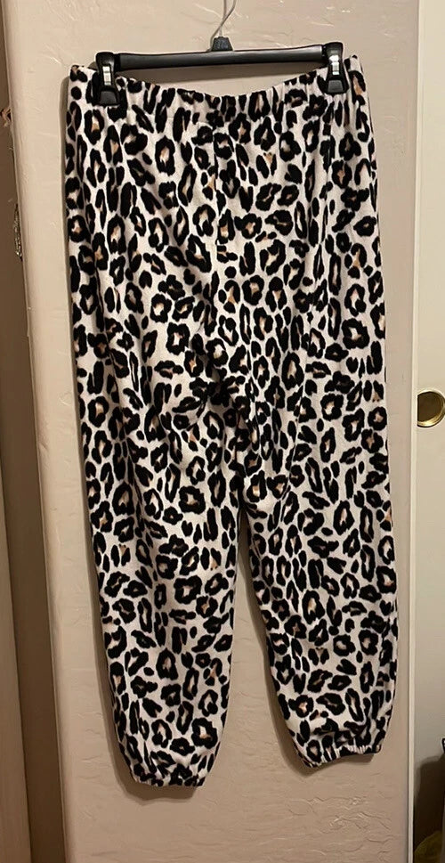 Animal Print Pajama Set 23” P2P 30” Stretch Waist Jogger Bottoms Jr Med Orig $40