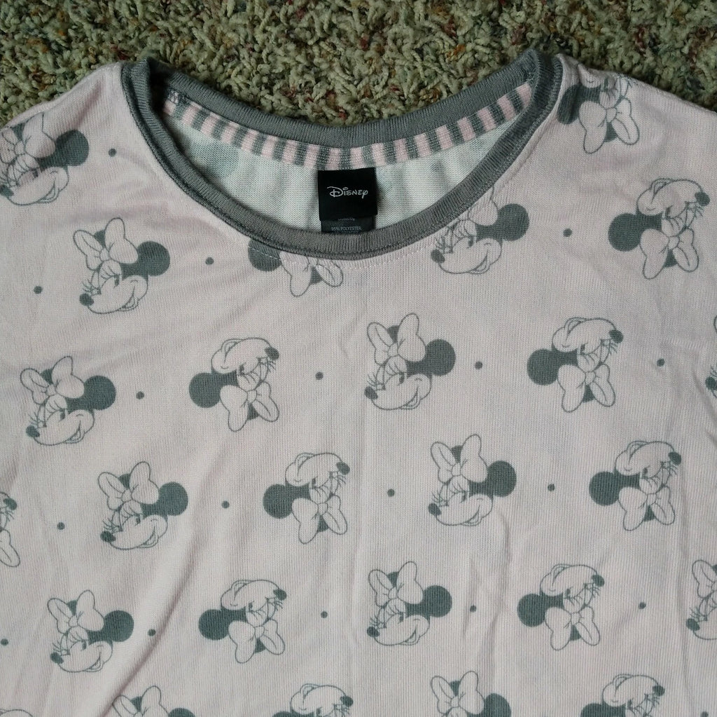 Disney Minnie Mouse Women's PJ Pajamas Lounge Set Light Pink Gray Size Small