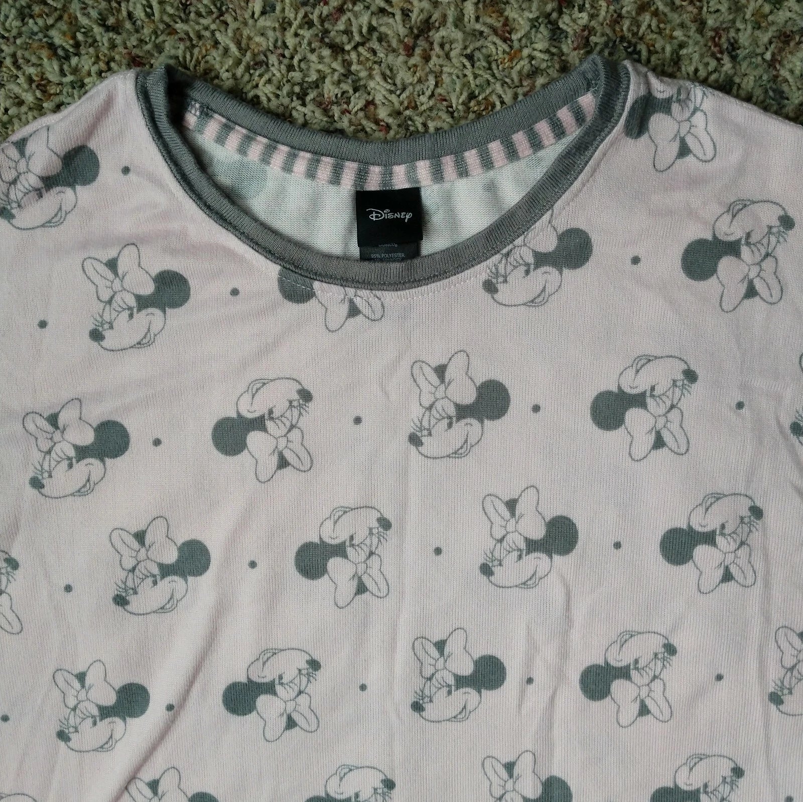 Disney Minnie Mouse Women's PJ Pajamas Lounge Set Light Pink Gray Size Small